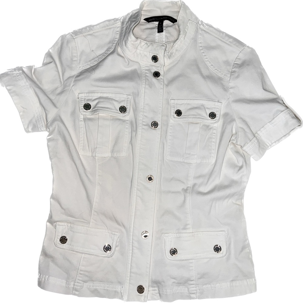 White House Black Market White Buttoned Top